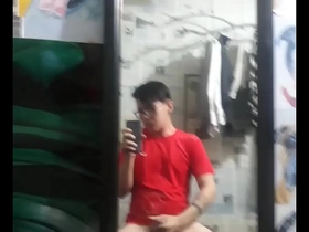 Solo Asian gay soccer hunk scores big with cum shot