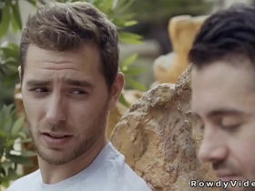 Muscular gay has rough anal sex with ex-boyfriend with a big dick in missionary position