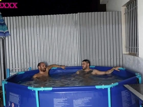 Two hot and straight men, Magic Javi and Jesus Sanchezx, take a naked bath.