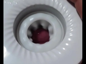 Japanese gay masturbates with a toy and achieves an incredible climax.