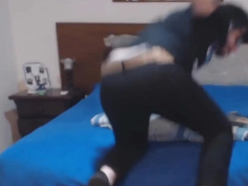 Gay nerd enjoying anal pleasure with butt plug