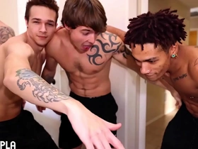 Straight hunk’s first time with a man, lots of anxiety.