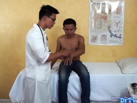 Young Asian man gives blow job to gay patient in doctor’s uniform