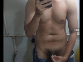 Young Vietnamese man masturbates and ejaculates three times