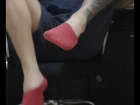 Gay feet fetish with big feet and nylon socks