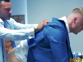 Anal sex with a kinky gay boss and his subordinate in a reality show on Menatplay.