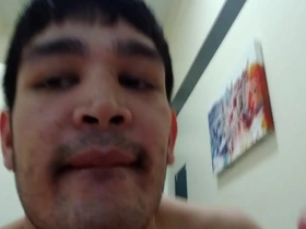 Young and straight Asian guy gets a facial after giving a blowjob