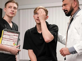 Straight doctor goes against his principles and has a threesome with a gay patient.
