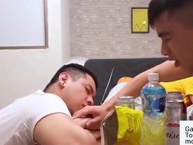 A fun filled threesome with two friends who came over for dinner. GayWiz.com