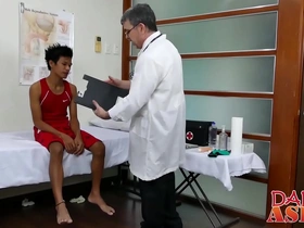 Gay Asian twink gets his ass spanked by the doctor.