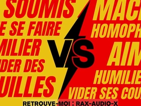 A verbal and physical domination scene between a straight French man and a gay twink.
