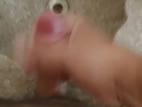 Gay restaurant bathroom scene with a Latina ladyboy masturbation and cumshot