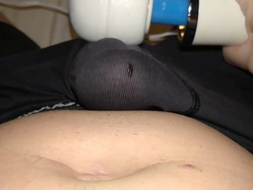 Vibrating through Vegas: Big cock masturbation with Hitachi wand